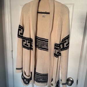 La Hearts Cream and Black Patterned Cardigan